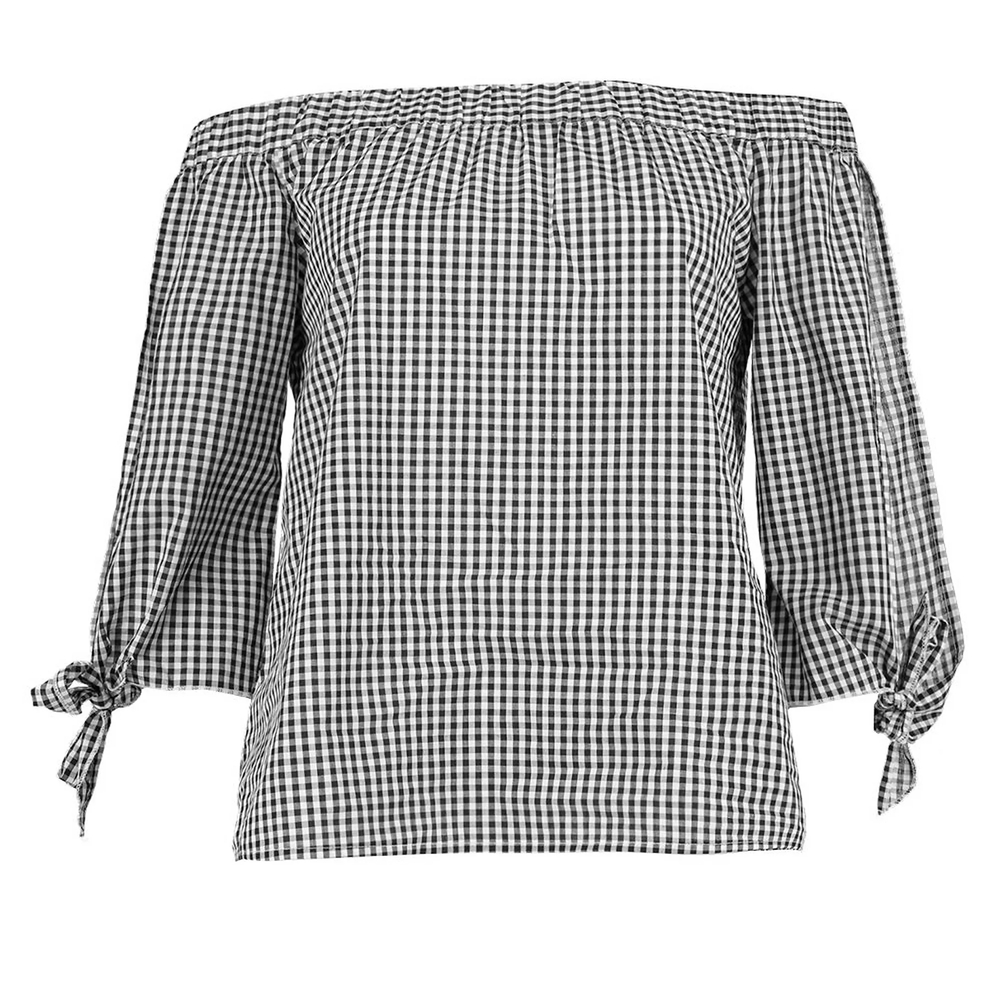 Black and White Gingham Off-Shoulder Top, NWT Large - Stardust